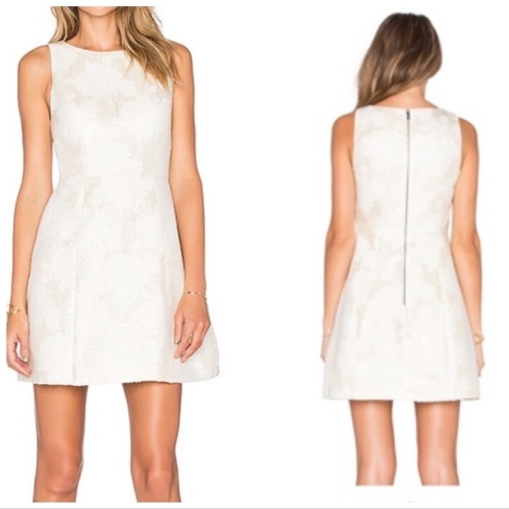 Alice & Olivia Mea Cream & Silver Mini Dress Size 2